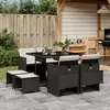Image de vidaXL Ensemble à manger jardin 9pcs et coussins noir résine tressée