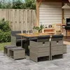 Image de vidaXL Ensemble à manger de jardin 9 pcs coussins gris résine tressée