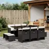 Image de vidaXL Ensemble à manger de jardin 11 pcs coussins noir résine tressée