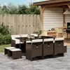 Image de vidaXL Ensemble à manger de jardin et coussins 11 pcs marron rotin