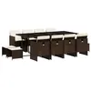 Image de vidaXL Ensemble à manger de jardin avec coussins 13 pcs marron rotin