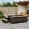 Image de vidaXL Ensemble à manger de jardin avec coussins 13 pcs marron rotin