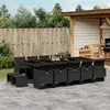 Image de vidaXL Ensemble à manger de jardin 15 pcs coussins noir résine tressée