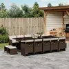 Image de vidaXL Ensemble à manger de jardin avec coussins 15 pcs marron rotin