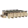 Image de vidaXL Ensemble à manger de jardin et coussins 15 pcs mélange beige
