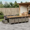 Image de vidaXL Ensemble à manger de jardin 15 pcs coussins gris résine tressée