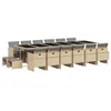 Image de vidaXL Ensemble à manger de jardin et coussins 17 pcs mélange beige