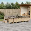 Image de vidaXL Ensemble à manger de jardin et coussins 17 pcs mélange beige