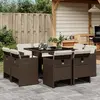 Image de vidaXL Ensemble à manger de jardin et coussins 9 pcs marron poly rotin