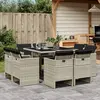 Image de vidaXL Ensemble à manger de jardin et coussins 9 pcs gris clair rotin