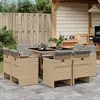 Image de vidaXL Ensemble à manger de jardin et coussins 9 pcs mélange beige