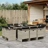 Image de vidaXL Ensemble à manger de jardin 11pcs avec coussins gris poly rotin