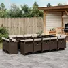 Image de vidaXL Ensemble à manger de jardin avec coussins 15 pcs marron rotin