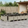Image de vidaXL Ensemble à manger de jardin et coussins 15 pcs gris clair rotin