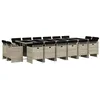 Image de vidaXL Ensemble à manger de jardin et coussins 17 pcs gris clair rotin
