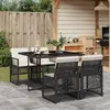 Image de vidaXL Ensemble à manger de jardin coussins 5pcs noir résine tressée