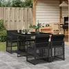 Image de vidaXL Ensemble à manger de jardin coussins 5pcs noir résine tressée
