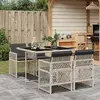 Image de vidaXL Ensemble à manger de jardin et coussins 5 pcs gris clair rotin
