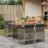 Image de vidaXL Ensemble à manger de jardin 5 pcs coussins gris résine tressée