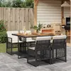 Image de vidaXL Ensemble à manger de jardin coussins 5pcs noir résine tressée