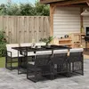 Image de vidaXL Ensemble à manger de jardin coussins 7 pcs noir résine tressée