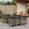 Image de vidaXL Ensemble à manger de jardin et coussins 7 pcs gris rotin