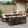 Image de vidaXL Ensemble à manger de jardin et coussins 7 pcs marron rotin