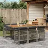 Image de vidaXL Ensemble à manger de jardin et coussins 7 pcs gris rotin