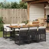Image de vidaXL Ensemble à manger de jardin coussins 7 pcs noir résine tressée