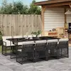 Image de vidaXL Ensemble à manger de jardin 9pcs coussins noir résine tressée