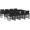 Image de vidaXL Ensemble à manger de jardin 9pcs coussins noir résine tressée