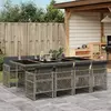 Image de vidaXL Ensemble à manger de jardin 9 pcs coussins gris résine tressée