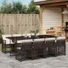 Image de vidaXL Ensemble à manger de jardin et coussins 9 pcs marron poly rotin