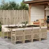 Image de vidaXL Ensemble à manger de jardin et coussins 9 pcs beige Poly rotin