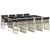 Image de vidaXL Ensemble à manger de jardin et coussins 9 pcs gris clair rotin