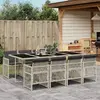 Image de vidaXL Ensemble à manger de jardin et coussins 9 pcs gris clair rotin