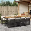 Image de vidaXL Ensemble à manger de jardin 9pcs coussins noir résine tressée