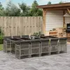 Image de vidaXL Ensemble à manger de jardin 11pcs avec coussins gris poly rotin