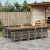 Image de vidaXL Ensemble à manger de jardin 11pcs avec coussins gris poly rotin