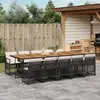Image de vidaXL Ensemble à manger de jardin 11 pcs coussins noir résine tressée