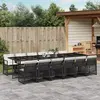 Image de vidaXL Ensemble à manger de jardin 13 pcs coussins noir résine tressée