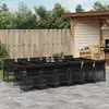 Image de vidaXL Ensemble à manger de jardin 13 pcs coussins noir résine tressée
