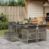Image de vidaXL Ensemble à manger de jardin 9 pcs coussins gris résine tressée