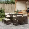Image de vidaXL Ensemble à manger de jardin et coussins 9 pcs marron poly rotin