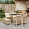Image de vidaXL Ensemble à manger de jardin et coussins 9 pcs beige Poly rotin