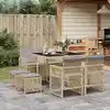 Image de vidaXL Ensemble à manger de jardin et coussins 9 pcs beige Poly rotin