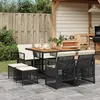 Image de vidaXL Ensemble à manger de jardin 9pcs coussins noir résine tressée
