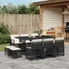 Image de vidaXL Ensemble à manger de jardin 11 pcs coussins noir résine tressée