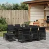 Image de vidaXL Ensemble à manger de jardin 11 pcs coussins noir résine tressée