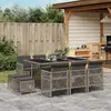 Image de vidaXL Ensemble à manger de jardin 11pcs avec coussins gris poly rotin